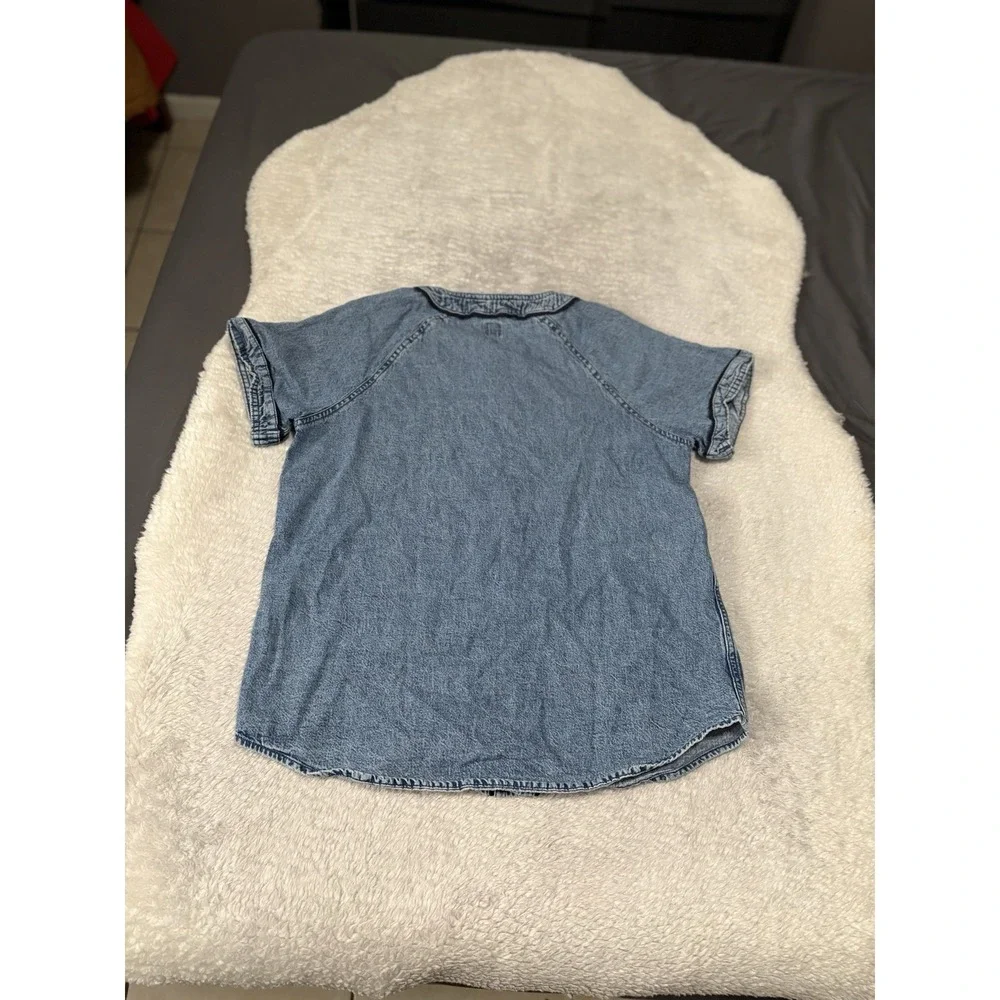 Gap Boys XL Button Blue Denim Baseball Jersey‎ Top Shirt